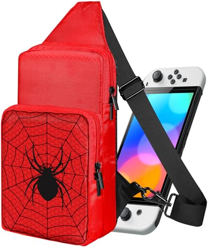 Lotadilo Travel Bag for Nintendo Switch/Lite /OLED for Teens Boys Kids Girls Cute Switch Backpack Carrying Crossbody Shoulder Gaming Sling Bag Large Capacity Portable for Nintendo Accessories Storage