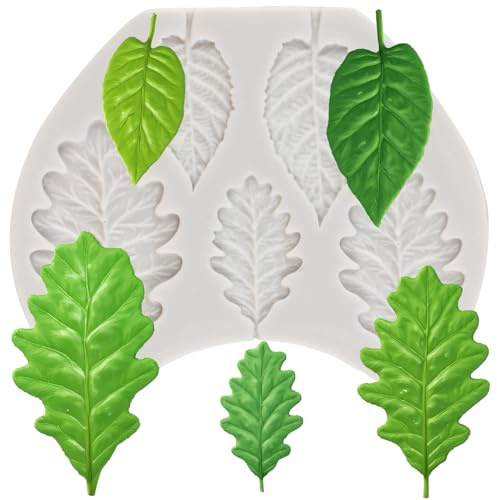 MINFEIDMS Blatt Silikonformen Brombeerblatt Silikon Schokoladenformen Eichenblatt Fondant Form Blätter Form für Zucker Kuchen Dekorieren Cupcake Topper Gummipaste Süßigkeiten Polymer Clay