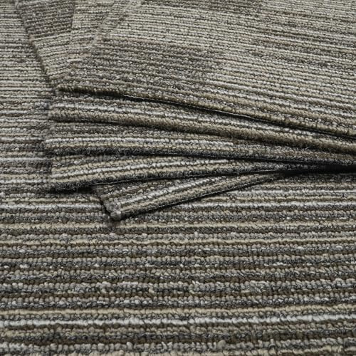 Orgthin Teppichfliesen 50x50 cm – 20 Stück Bodenfliesen für Innen- und Außenbereiche, Teppichboden aus Polyester mit Asphaltrücken, ideal für Büro, Wohnzimmer, Schlafzimmer, Flur, Grau