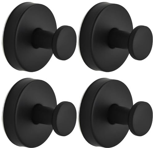 LXBCTOP 4 ganci a ventosa, colore nero, portasciugamani a ventosa, senza fori per gancio a ventosa, gancio a ventosa per il bagno, gancio a ventosa per la cucina, accessori per finestre lisce da