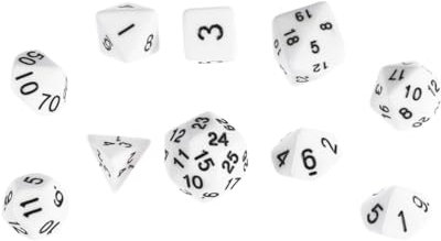 JOINPAYA Dadi Poliedrici in Acrilico Dadi Digitali Per Giochi Da Tavolo Multisfaccettati Numeri Chiari Bianco