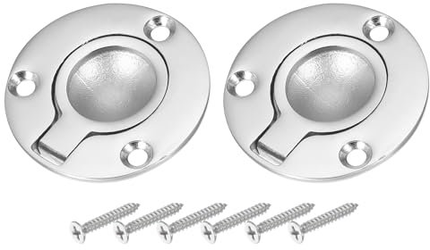 PATIKIL 2 Anelli Di Trazione A Filo2 Pezzi 316 Acciaio Inossidabile Tondo Maniglia Porta Incassata Serratura Nascosta Per Barca Per Mobili Da Yacht MarinaArgento