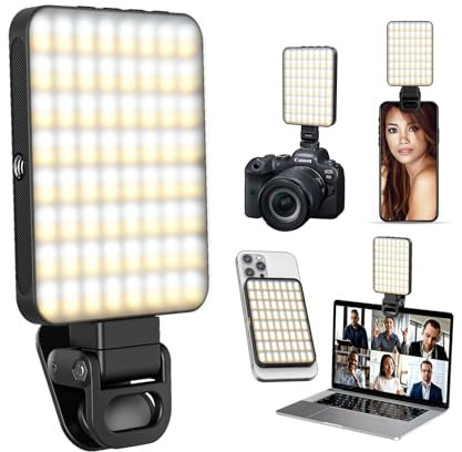 Magnetic Selfie Light,Phone Light Clip On with 128 LEDs & 3 Colors for Laptop,Tablet,Makeup,Video,Vlog,Live Streaming,Photo,Zoom Meetings,Youtube ect(Black)