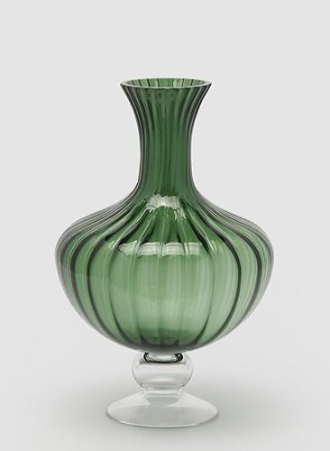 EDG Enzo De Gasperi Vaso Anfora Righe H 40 Cm D 26 Cm Vetro Green