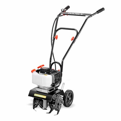 FUXTEC Motobineuse thermique FX-AF152 – Moteur 2 temps 51,6 cm³ – 23 cm de largeur – Profondeur de 70 mm – Fraises étoilées – Léger & maniable – Poignée ergonomique