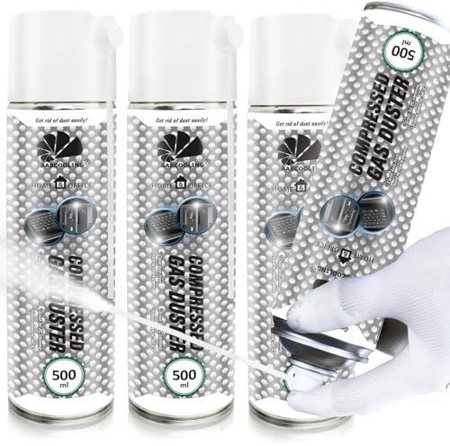 AABCOOLING Home&Office Spray detergenti motore Compressed Gas Duster 3x 500ml – Ghiaccio Spray, Refrigeratore per Elettronica, Riparazione PCB, Refrigerante -50°C, Aria Compressa, K5