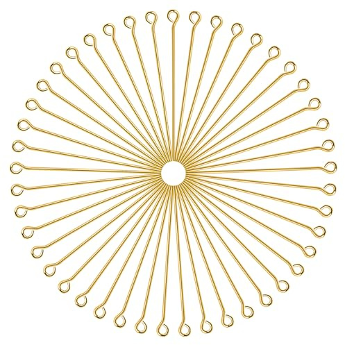 TOAOB 100 Pezzi 70mm Chiodini di Occhiello Aperti in Acciaio Inossidabile Oro Spilli Dritti Pins Perno Aperto per Creazione di Gioielli Orecchini Collane Bracciali Fai Da Te