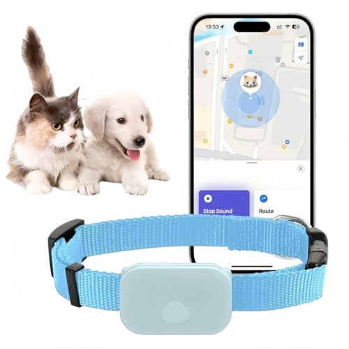Rastreador de gatos, collar GPS para gatos pequeños, rastreador de perros, rastreador de mascotas, sin cuota mensual, rastreador de mascotas (compatible con iOS/Android), collar GPS para gatos