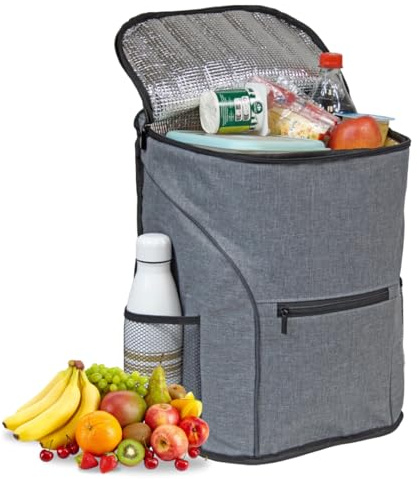 KINSTON Kühl-Rucksack, Picknicktasche, für Männer und Frauen, zum Mittagessen, Strand, Camping, Grillen, Arbeit, Schule, Picknick, Farbe Grau