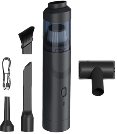 Moreeulsi Petit aspirateur de voiture, Ca-r Vacuu-m Clean sans fil, cordon à main, rechargeable, haute puissance, puissant avec cordon, sac, accessoires