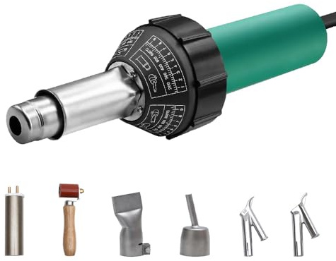 hzexun Soldador De Plástico1600W, Pistola de Aire Caliente Control de Temperatura Variable de 30℃ a 700℃ para techos, vinilo, PVC, Coche parachoques,Kayac,Plástico producto,Fuera interior Esquina