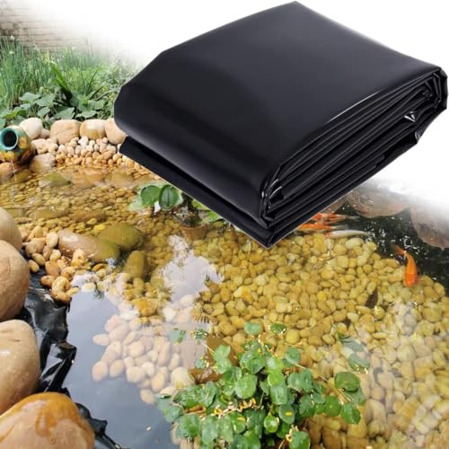 Pond Liner Thickness 0.2 Mm Small Pond Liners HDPE Black Flexible Ponds Liner Impermeable Film Underlayment for Waterfall Fountain Garden Water Features(16.4ft X 26.2ft)