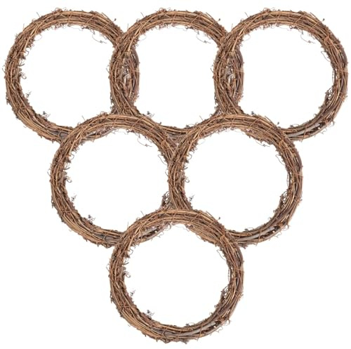 Lot de 6 branches de vigne naturelles pour 20 cm de diamètre, couronnes pour mariages et décoration d'intérieur