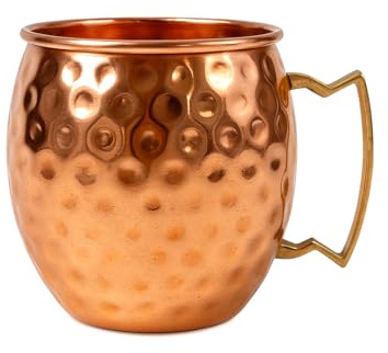 LYFJOY Premium Copper Hammered Design Moscow Mule Mug with Brass Handle Drinkware | Serveware Perfect for Cocktails Drinks Hot Cold Traditional Durable Classic Home Gifts 550ml (Pack of 1)