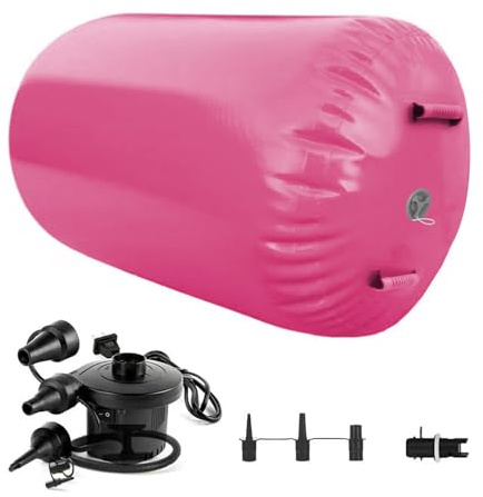 XQZMD Aufblasbare Air Roll, 80/90cm Gymnastikrolle Gymnastik Tumbling Matte mit Elektrischer Luftpumpe, Yoga Gymnastik Zylinder, Air Tumbling Track für Heimgebrauch/Yoga/Fitness