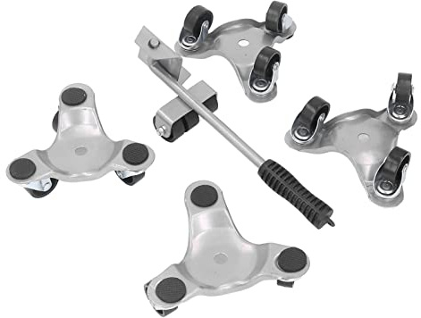 Aramox Ensemble de Chariots à Roues Mobiles pour Meubles Triangulaires, Outils Portables, Rotation Douce, Poulies ABS, Tige Confortable, Charge Lourde Stable, Déplacement de Plancher en Bois Dur,