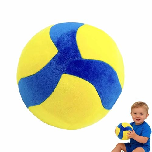 Xiyocadt Plüsch Volleyball Kissen, Sport Volleyball Plush Stofftier, Weiches Puppenkissen Zimmerdeko, Sportparty-Dekoration, Kinderzimmer Deko für Mädchen und Junge (Gelb,22cm)