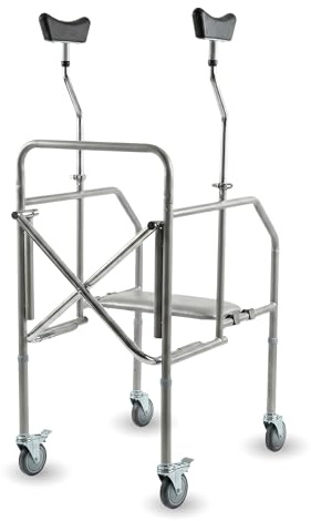 Andador de axilas para personas mayores, 4 ruedas con subaxilas ajustables, andador ajustable de interior o exterior – Dispositivo médico profesional plegable