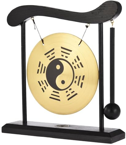 Mini-Desktop-Gong – 12,5 cm Kupfer, Schlagwerkzeug, Zen-Tischglocke | Perfekt geeignet für Tai -Übungen, Acht-Diagramm-Thema, Geschenk
