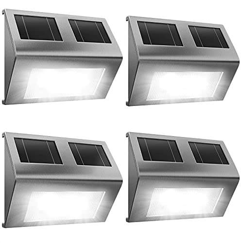 Deuba® 4X Lampada da Parete a LED a Energia Solare con Sensore Crepuscolare da Giardino Impermeabile Esterno Vialetto