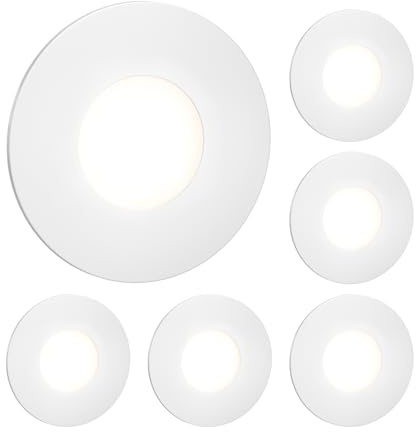 ledscom.de 6x LED Treppenlicht/Wandeinbauleuchte FEX für innen und außen, rund, 85mm Ø, kaltweiß