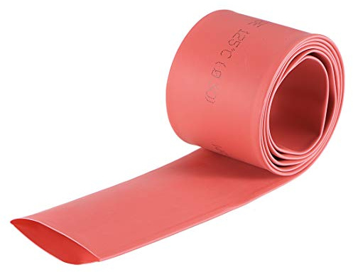 sourcing map Termoretráctil Tubo 30mm Diámetro 50mm Plano Ancho Rojo | Encogible Tubo Cable Manga, 2:1 Relación, 1m