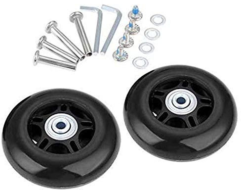 Ersatz Rollen für Koffer - Gummi Räder für Trolley Samsonite Hartschalenkoffer Mit Kugellager - Reparatur Set (75*6*24mm Achsenlänge: 35mm und 40mm)
