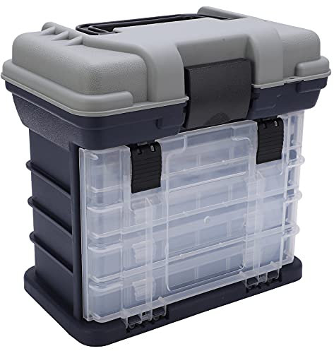 4 Lagen Angelgerät Box, Große Kapazität 4 Lagen Angelkoffer mit Griff zum Hochseefischen zum Bootsangeln