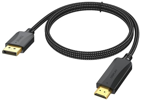 XiAyriky DisplayPort to HDMI Cable 4K 1.5 Feet, Short DP (Display Port) to HDMI Cable Adapter Male to Male Support Video and Audio with UHD 4K, 2K,1080P for Computer, Monitor, TV, Projector-One Way