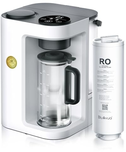 Bluevua RO100ROPOT-LITE Sistema de filtro de agua de ósmosis inversa para encimera, purificación de 5 etapas, purificador de agua portátil (no requiere instalación) (blanco)