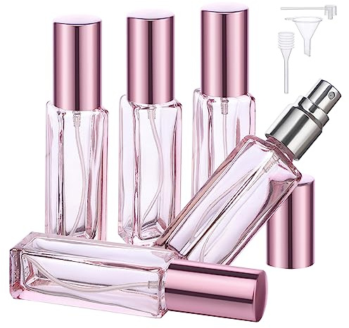 Segbeauty Zerstäuber Parfüm, Parfümzerstäuber Nachfüllbar, Parfum Zerstäuber für Unterwegs, 10ml 5 Stück Parfüm Abfüller Glas, Refillable Perfume Bottle für Handtasche Reisen (Rosa)