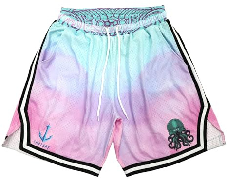 TPAZGHE Basketball-Shorts für Herren, Netzstoff, Fitnessstudio, Sport, Workout, Training, Kordelzug, Retro, lässig, modisch, Shorts mit Taschen, A011, XX-Large