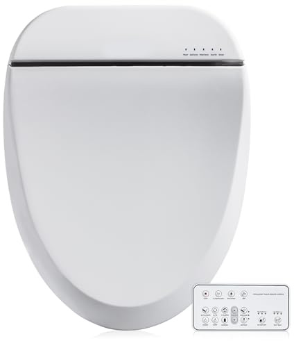 ZMJH Bidet Toilet Seat, Electric Smart Heated Seat with Slow Closes, Vortex Wash, Warm Dryer, Rear and Front Wash, Warm Water, Remote Control, and Night Light, White, A102S-W (Elongated)