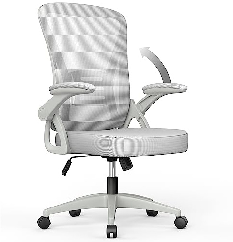rattantree Sedia da Ufficio con Supporto Lombare, Sedia Ufficio Ergonomica con Braccioli Regolabili in Rete Traspirante, Altezza Regolabile e Schienale Inclinabile con Ruote Girevoli, Grigio