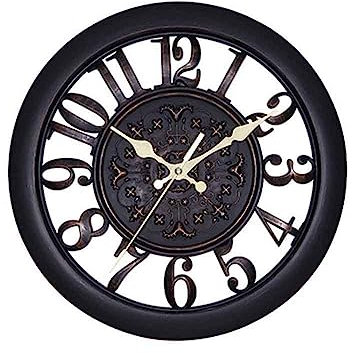 ALEOHALTER Wall Clock, Outdoor Silent Non-Ticking Metal Decorative Hanging for Patio Garden, Pool, Home Office School Kitchen Use (Black)