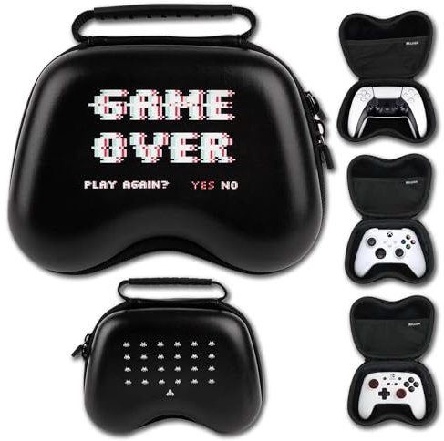 BelugaDesign Game Over Controller Case | Travel Protective Carry Accessory | Compatible with Playstation PS Dualsense Xbox Wireless Nintendo Switch Pro | Trendy Compact Secure Case for Storage/Travel