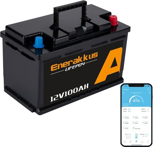 Enerbatterier 100 Ah 12 V mini LiFePO4 litiumbatteri, djupcykel 12 V 100 Ah litiumbatteri med integrerat 100 ABMS, batteri lämpligt för trolling-motorbatteri, solcellsbatterier, husbilar