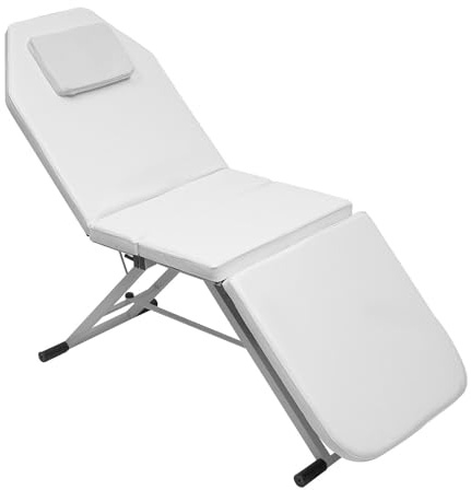 LANNADD 3 Zonen Klappbar Kosmetikliege, Aluminium-Massagetisch Tragbarer Massagetisch Klappbarer Massagetisch, Liege-Massagebett Geeignet für Fußmassage-Salons und Schönheitssalons (Weiß)