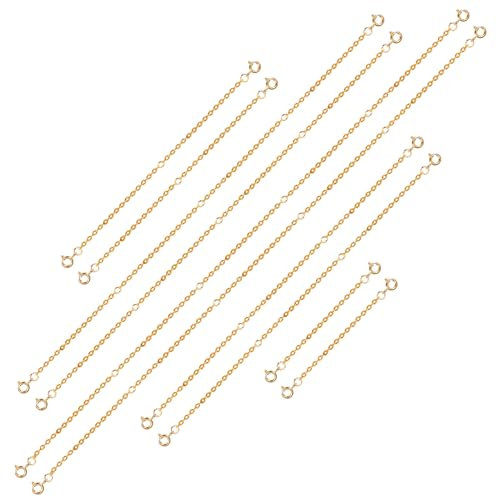 10pcs Double Spring Buckle Bracelet Extender, 5 Sizes Stainless Steel Extension Chains Necklace Chain Extender Set for Necklace Bracelet Anklet Jewelry Making (Gold)