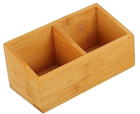 OFFSCH Double Grid Wooden Box for Tea and Coffee Storage Stylish Compartment Organizer for Bags Snacks and Sundries High-Hardness Wood Design
