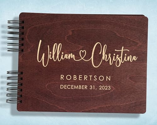 Customizable Wedding Heart Memory Book | Custom Bridal Photo Registry Album | Unique Reception Sign-In | Couple’s Keepsake | Wedding Reception Autograph Album (Small: 8.5L x 7 W x .75H)