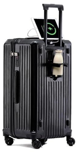 Bagage à Main avec Porte-Gobelet, Valise Rigide en Pc avec Port De Chargement USB, Compartiment Avant à Fermeture éClair avec roulettes, pour Les Voyages d'affaires