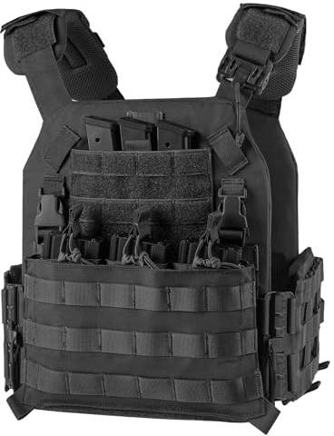 VOTAGOO Taktische Weste Airsoft Militär Weste, Atmungsaktive Paintball Weste, Plate Carrier Paintball Brustschützer