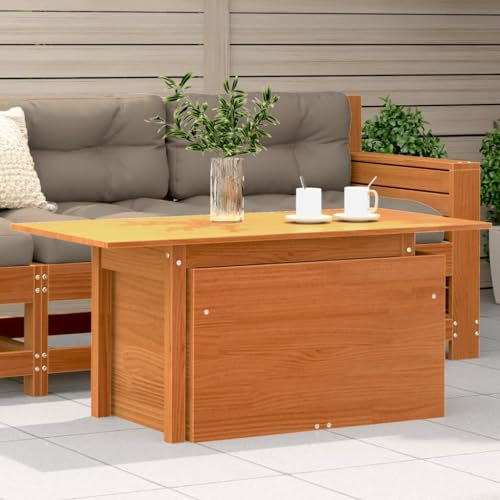 Sufrk Gartentisch Terrassentisch Wetterfest Lounge Tisch Outdoor BalkonhäNgetisch Wachsbraun 100x50x75 cm Massivholz Kiefer