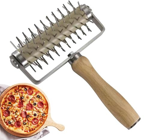 Docker - Rodillo de pizza con pinchos | La herramienta de acoplamiento de pizza ayuda a evitar que la masa se hinche al hacer pizza, galletas y masa de pastel, ahorrando tiempo