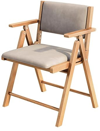 Tragbarer klappbarer Esszimmerstuhl mit Kissen, aus Holz, gepolsterter Sitz, einfache Montage, ideal für Gäste, Küche, Büro, Hochzeit und Partys (Natur)