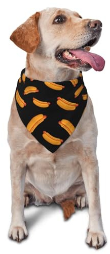 Hundehalstuch, Cartoon-Hot-Dog-Druck, schwarz, Dreieck-Lätzchen, Hundetaschentuch, niedliches Hundezubehör, Hundehalstücher