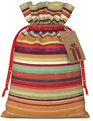 HJLUUFT Bedruckte Weihnachts-Geschenktüte mit Kordelzug und Geschenkanhänger, Jutebeutel, Hochzeit, Weihnachten, Partyzubehör