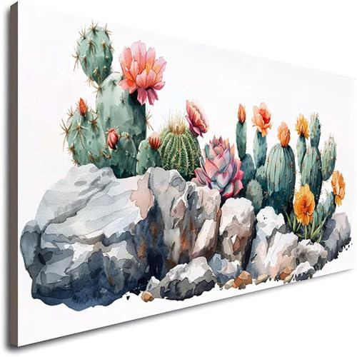 Malen Nach Zahlen Kaktus Malen Nach Zahlen Erwachsene, Paint by Numbers Blume Bastelset Erwachsene Frauen mit Pinseln und Acrylfarben für Deko Schlafzimmer, Geschenke 60x120CM (Ohne Rahmen) 0-1
