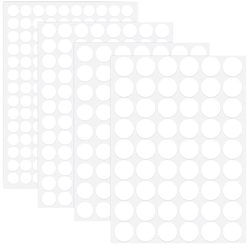 Richunie 360 Pièces Cache Vis Blanc,12mm/15mm/18mmm/21mm Cache Vis Adhesif,Cache Trou Meuble,Cache Trou Mur,pour Trous de Vis,Armoires Murales,Bureaux,Tiroir,Réparations de Meubles
